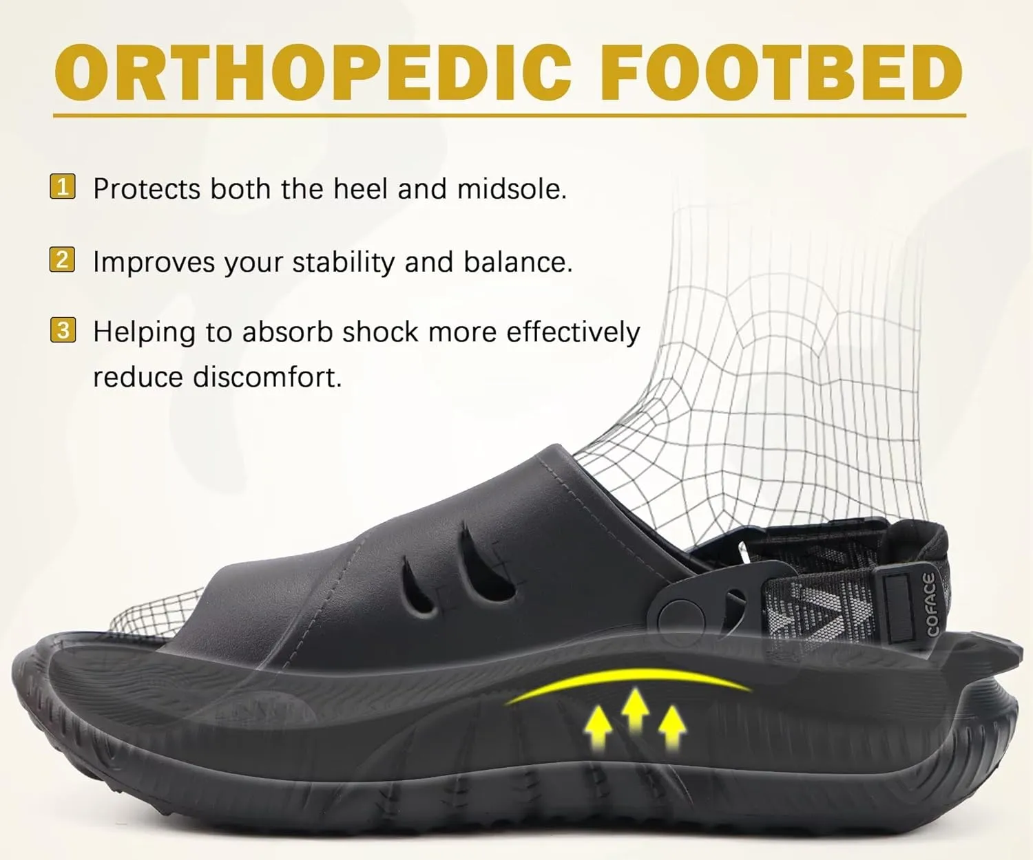COFACE Mens Orthotic Clogs Orthopedic Mules for Men Recovery Sandals Man Plantar Fasciitis Summer Casual Size 7-15