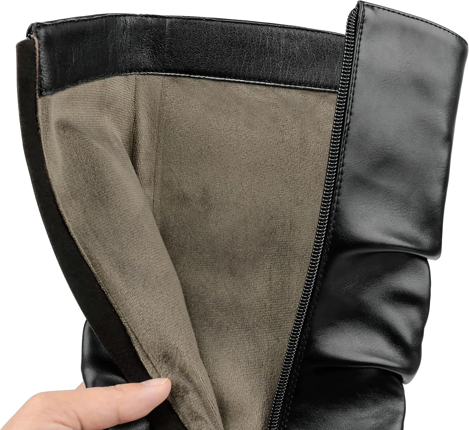 COLETER Women's Knee High Boots Pointed Toe Stiletto Buckle Dress Boots Slouch Zipper Heeled Boots