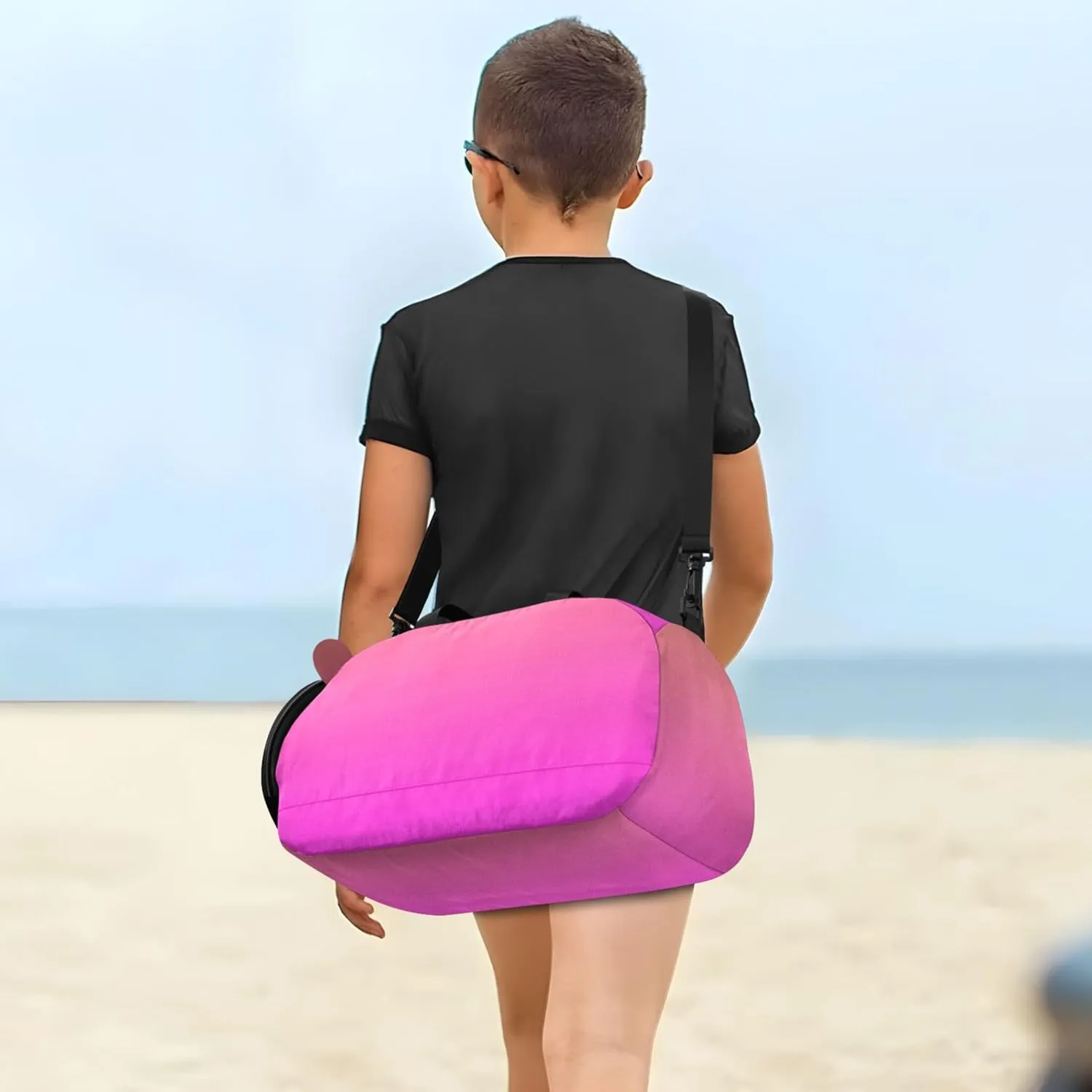 Coral Pink Magenta Gradient Carry on Duffel Bag for Boys Weekend Duffel Overnight Girls Duffle Bags for Travel Shoe Compartment