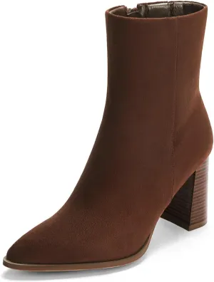 Coutgo Womens Ankle Boots Pointed Toe Chunky Stacked Heel Side Zipper Dress Fall Booties Shoes