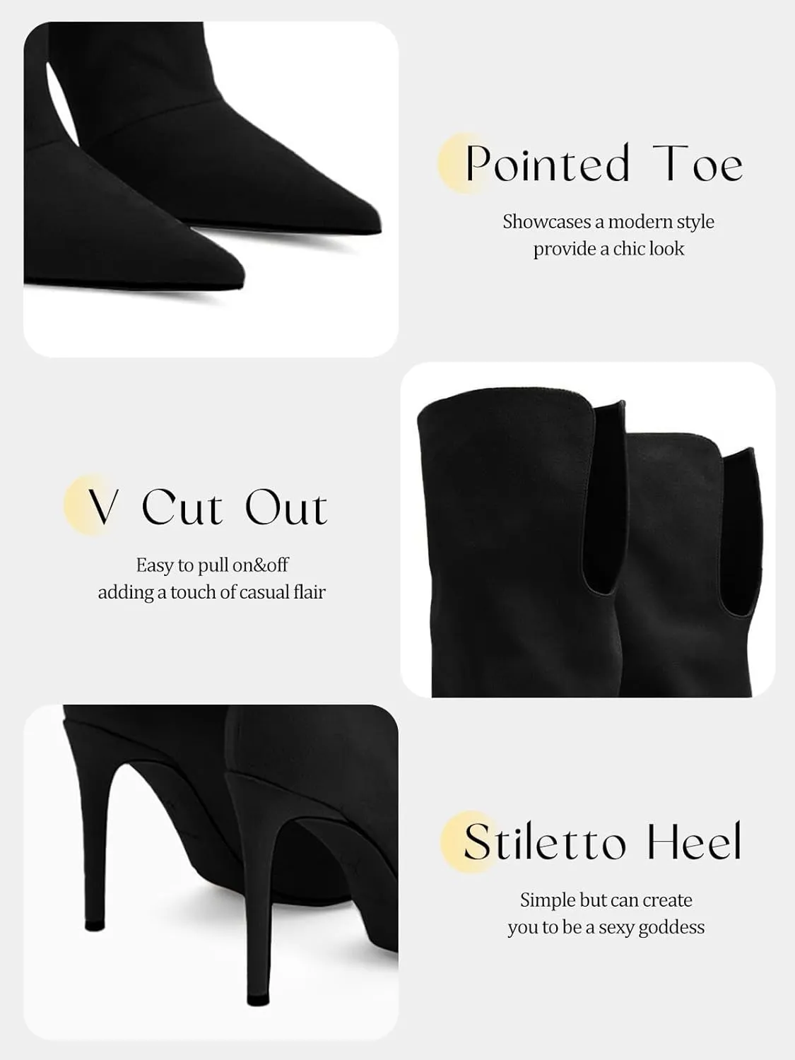 Coutgo Womens Slouchy Knee High Boots High Heel Pointed Toe Sexy Stiletto Pull on Tall Boots Winter Shoes