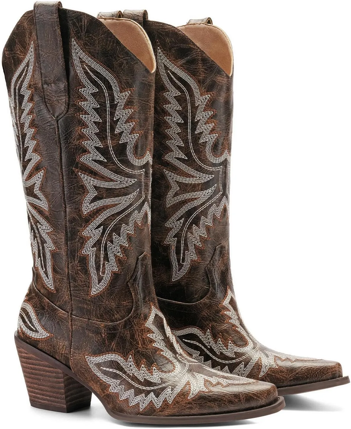 Cowgirl Boots for Women – Western Mid-Calf Cowboy Boots, 3-Inch Heel, Pointy Toe Fashion Embroidered Ladies Boots
