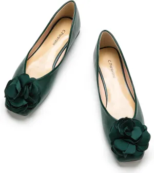 C.Paravano Ballet Flats for Women | Womens Flats Shoes | Square Toe Flats| Women's Flats | Slip On Dress Shoes | Flower Shoes