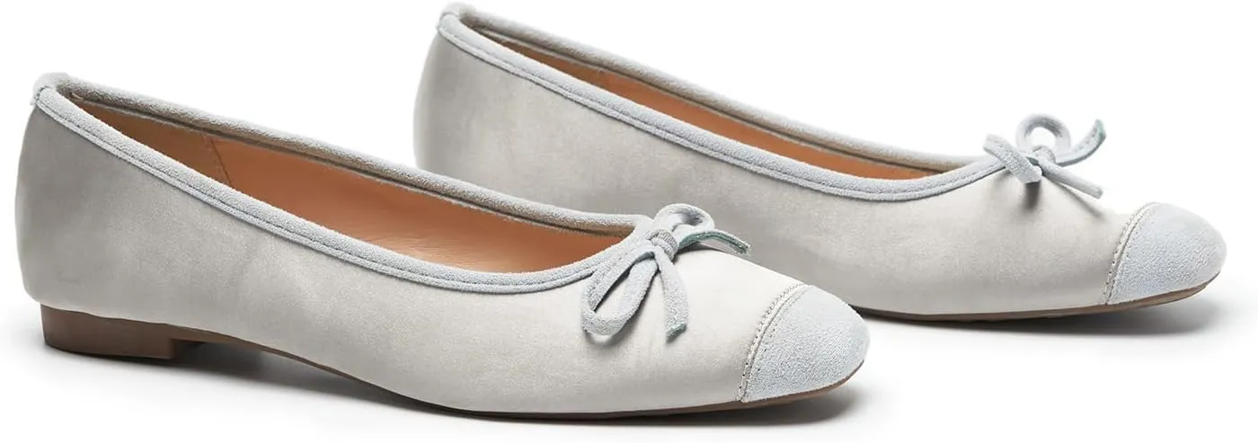 C.Paravano Women's Flats with Bowknot | Casual Slip On Dress Shoes | Comfortable Square Toe Shoes | Women Ballet Flats for Wedding Work Office Business