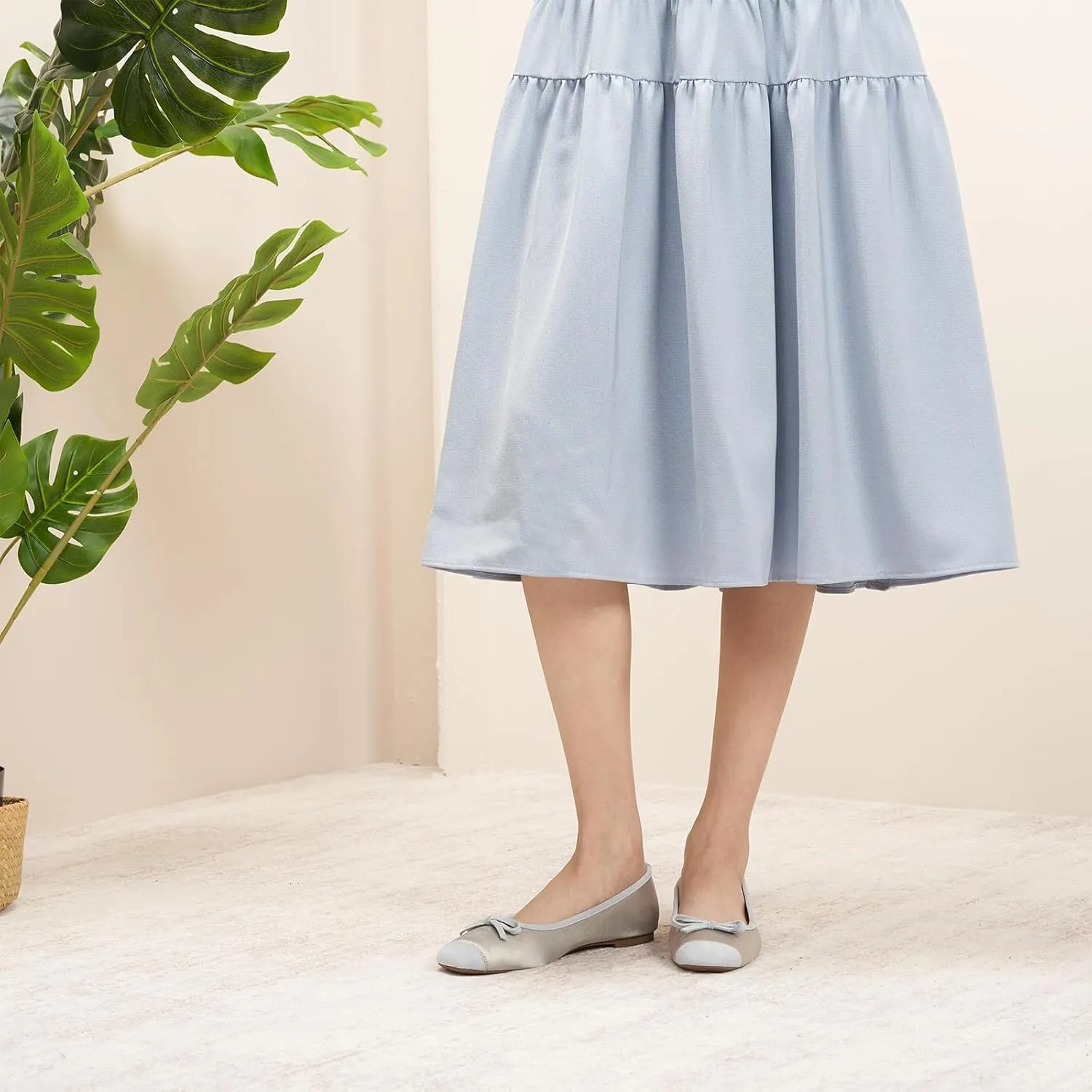 C.Paravano Women's Flats with Bowknot | Casual Slip On Dress Shoes | Comfortable Square Toe Shoes | Women Ballet Flats for Wedding Work Office Business