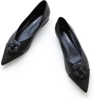 C.Paravano Women's Pointed Toe Two Tone Designer Ballet Flats - Leather Shoes for Dressy Casual Work Office Party