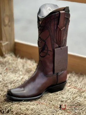 CUADRA BOOTS RES OVER CHESTNUT LASER & EMBROIDERY NARROW SQUARE TOE