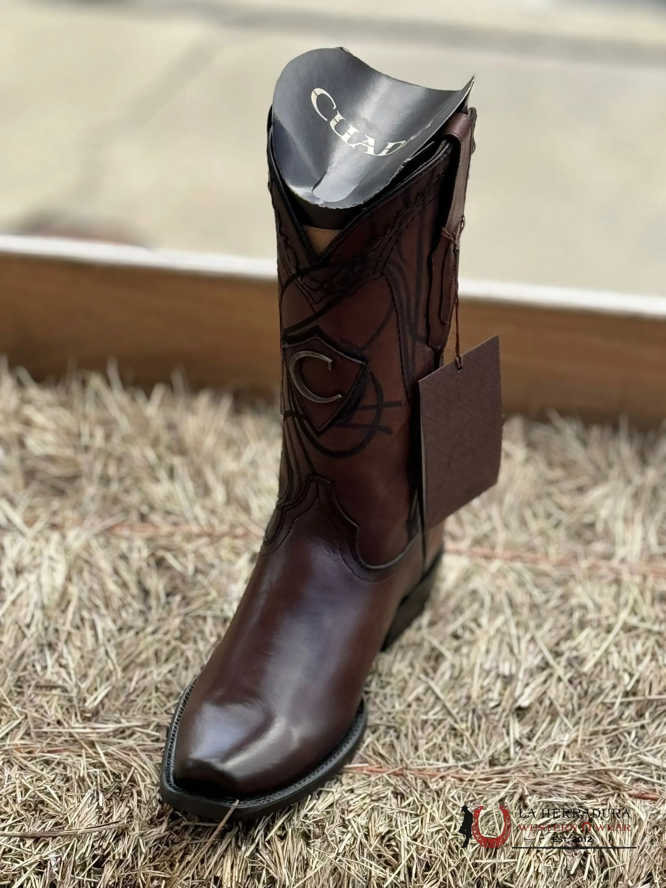CUADRA BOOTS RES OVER CHESTNUT LASER & EMBROIDERY NARROW SQUARE TOE