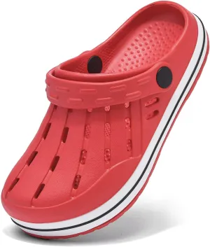 Cubufly Kids Garden Shoes Boys Girls Glitter Stripe Band Clogs Toddler Slip On Water Sandals Children Beach Pool Slipper