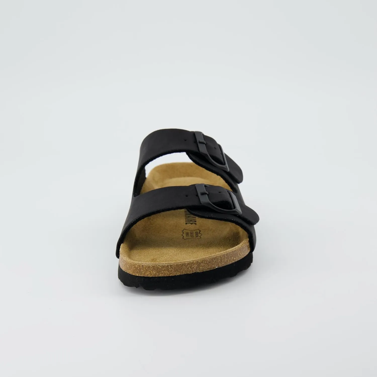 CUSHIONAIRE Lane Cork Footbed Sandals for Women – Comfortable Double Buckle Slip-On with Genuine Suede Footbed & Arch Support Slides for Women Footwear