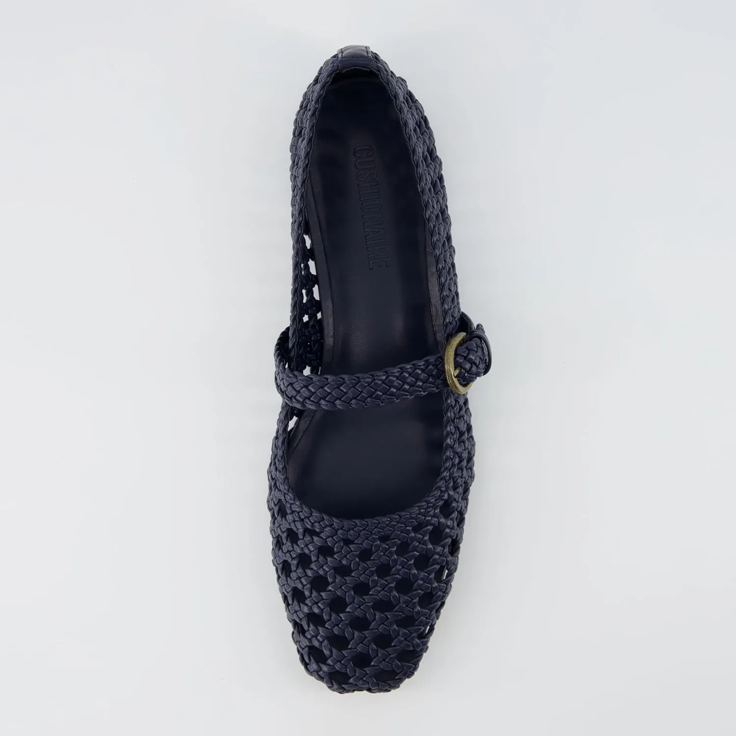 CUSHIONAIRE Weston Women’s Hand Woven Dressy Ballet Flats – Faux Leather Mary Jane with Adjustable Strap & Memory Foam