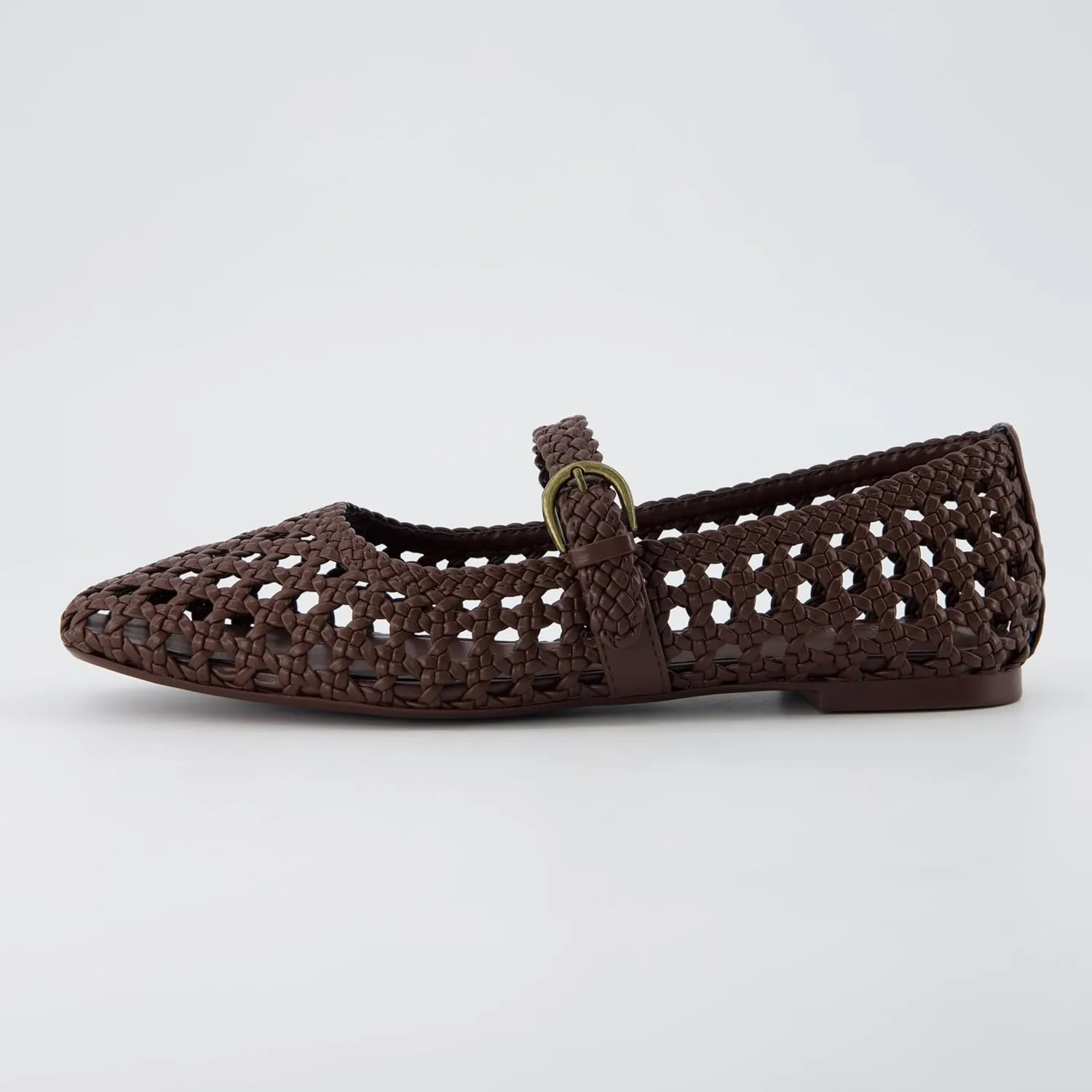 CUSHIONAIRE Weston Women’s Hand Woven Dressy Ballet Flats – Faux Leather Mary Jane with Adjustable Strap & Memory Foam