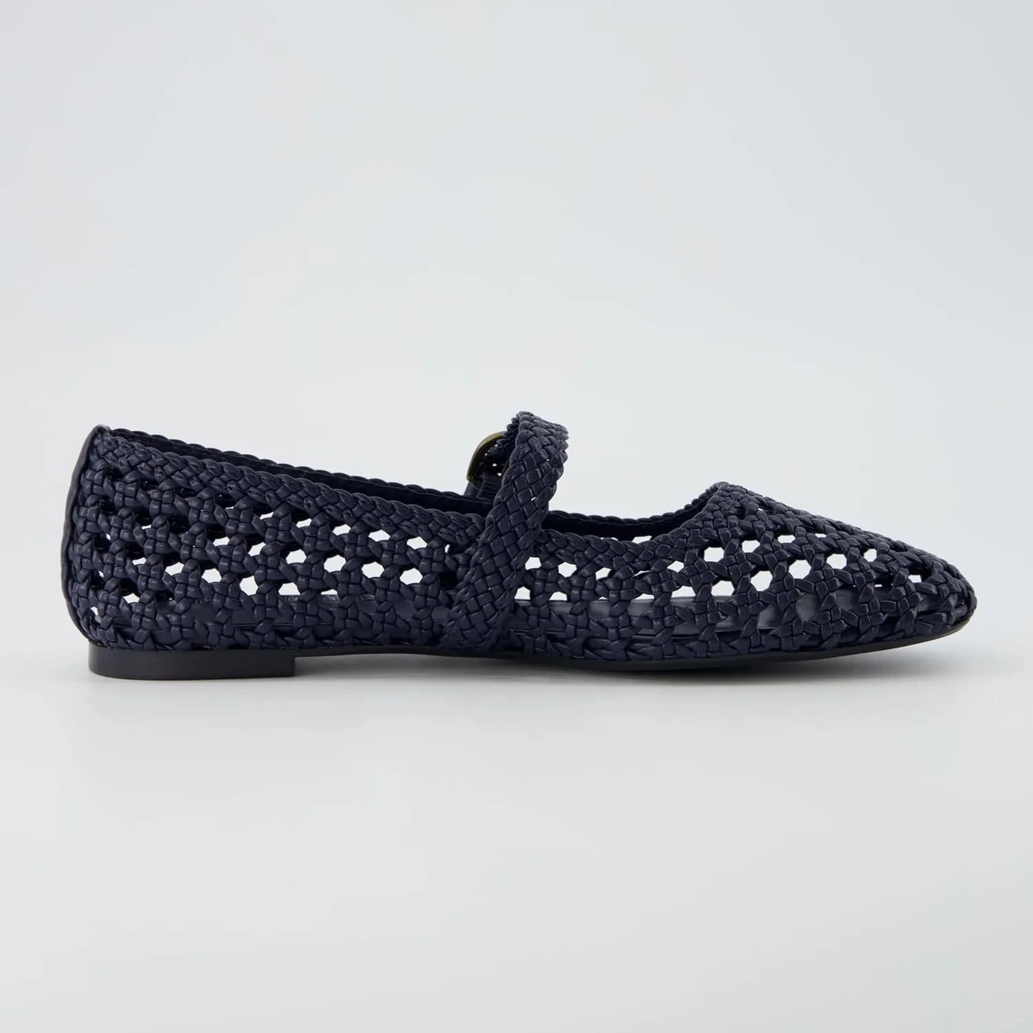 CUSHIONAIRE Weston Women’s Hand Woven Dressy Ballet Flats – Faux Leather Mary Jane with Adjustable Strap & Memory Foam