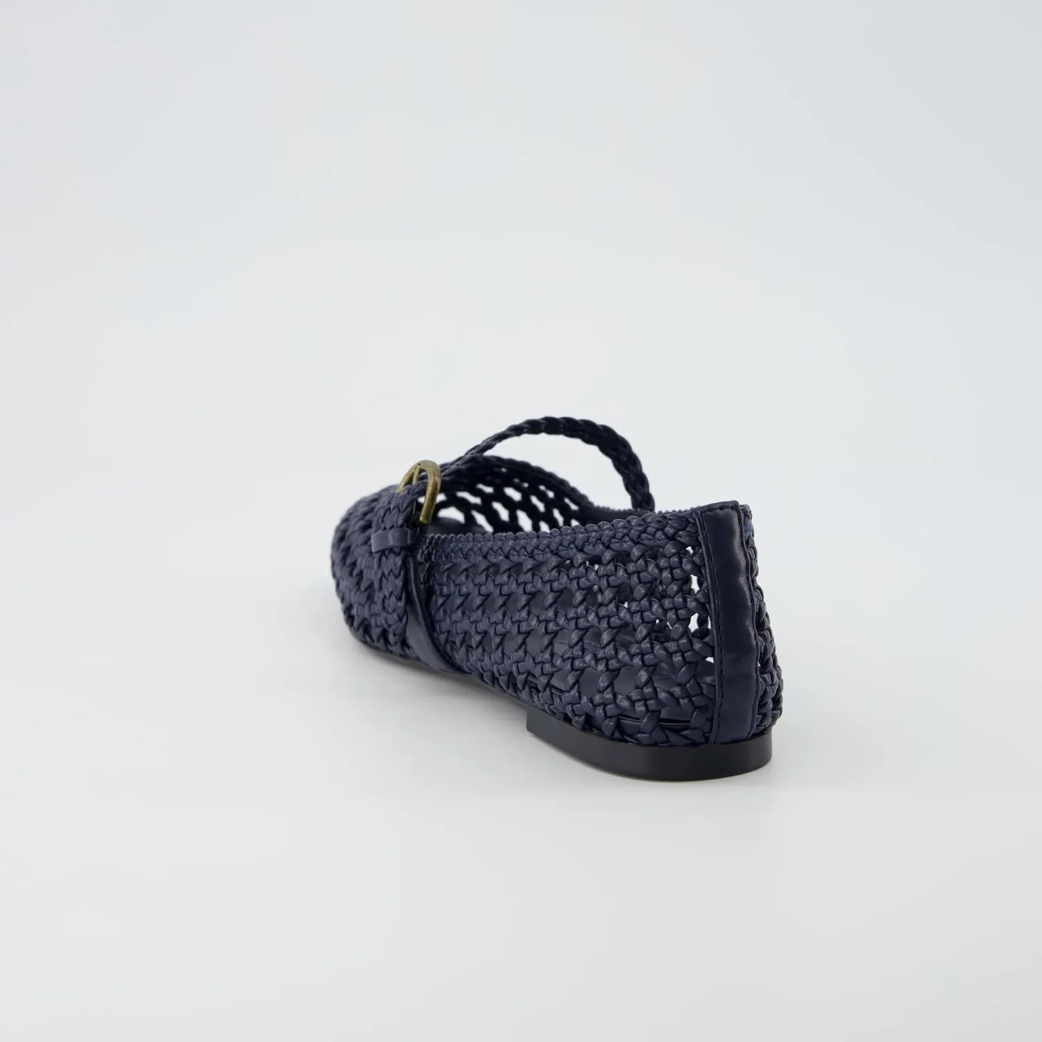 CUSHIONAIRE Weston Women’s Hand Woven Dressy Ballet Flats – Faux Leather Mary Jane with Adjustable Strap & Memory Foam