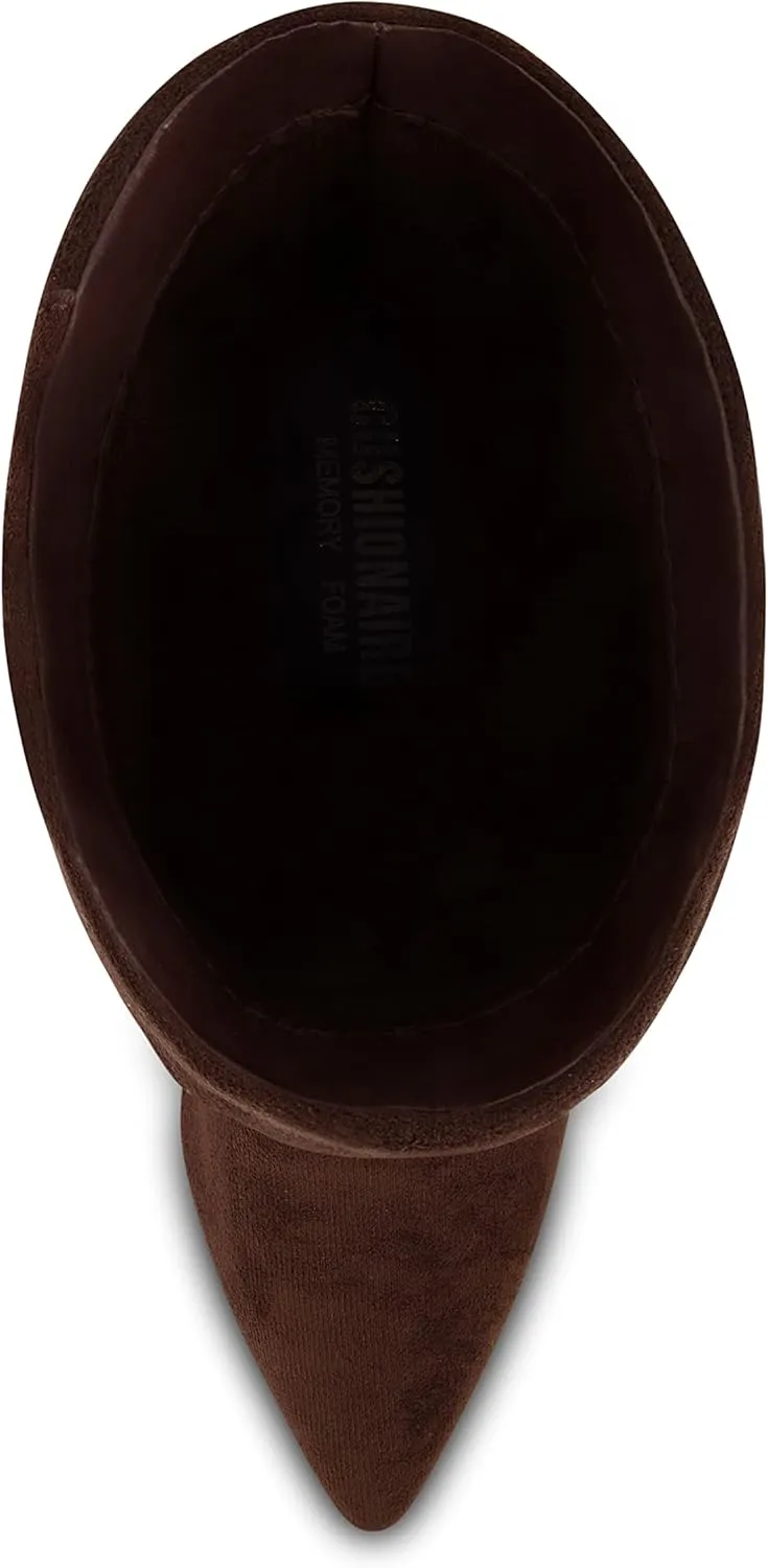 CUSHIONAIRE Women's Hip Slouchy Vegan Suede Mid-Calf Scrunch Boot with Pointed Toe, Memory Foam & 3-Inch Heel | Wide Widths Available