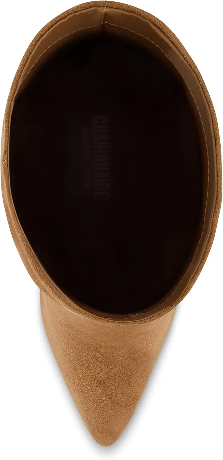 CUSHIONAIRE Women's Hip Slouchy Vegan Suede Mid-Calf Scrunch Boot with Pointed Toe, Memory Foam & 3-Inch Heel | Wide Widths Available