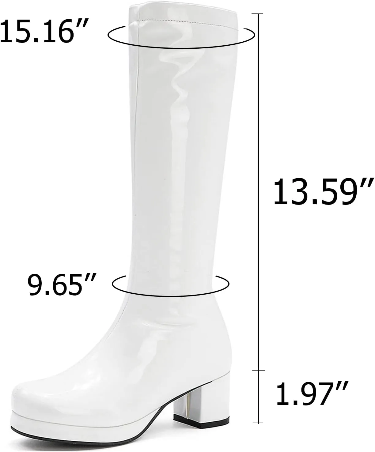 CYNLLIO Mid Calf Boots for Women Chunky High Heels Platform Boots Fashion PU Leather Solid Color Cosplay Dress Boots