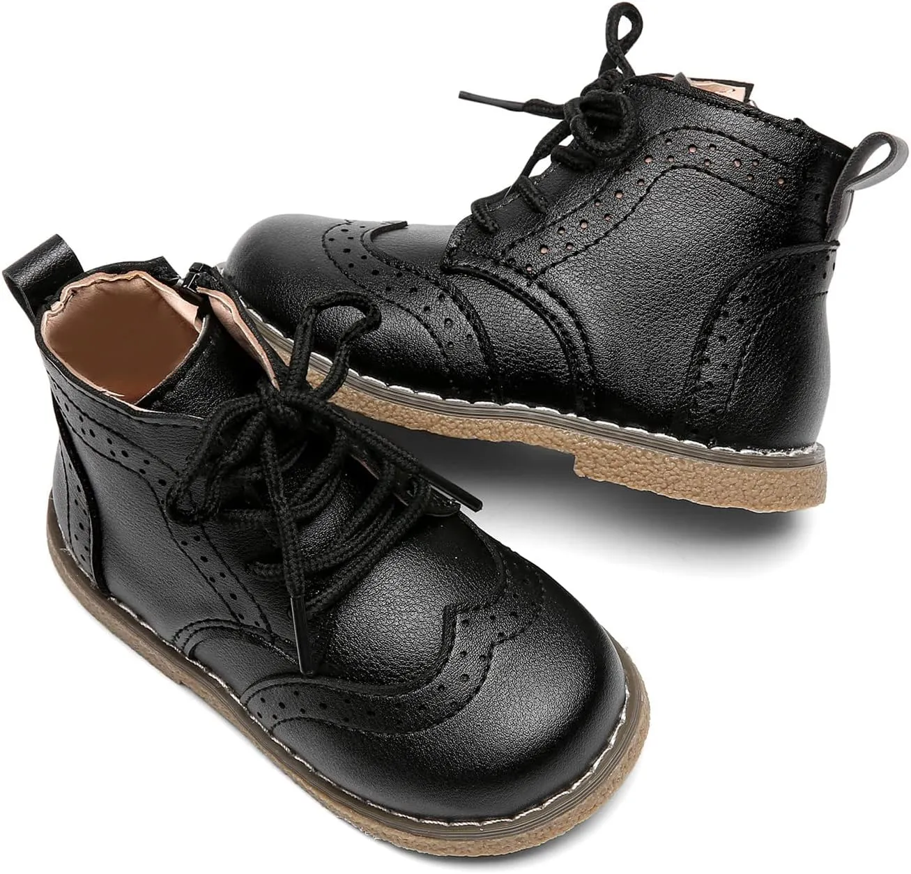 DADAWEN Toddler Baby Boys Girls Hiking Boots Waterproof Leather Non Slip Lace Up Outdoor Work Ankle Winter Snow Boots(Toddler/Little Kid)