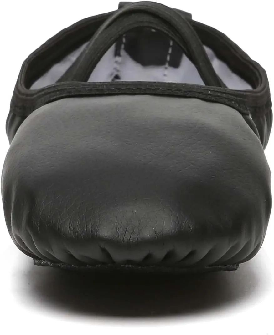 Danzcue Ballet Shoes for Girls-Soft Canvas/PU Leather Dance Slippers with Non-Slip Soles, Ideal Ballet Flats for Toddlers and Kids