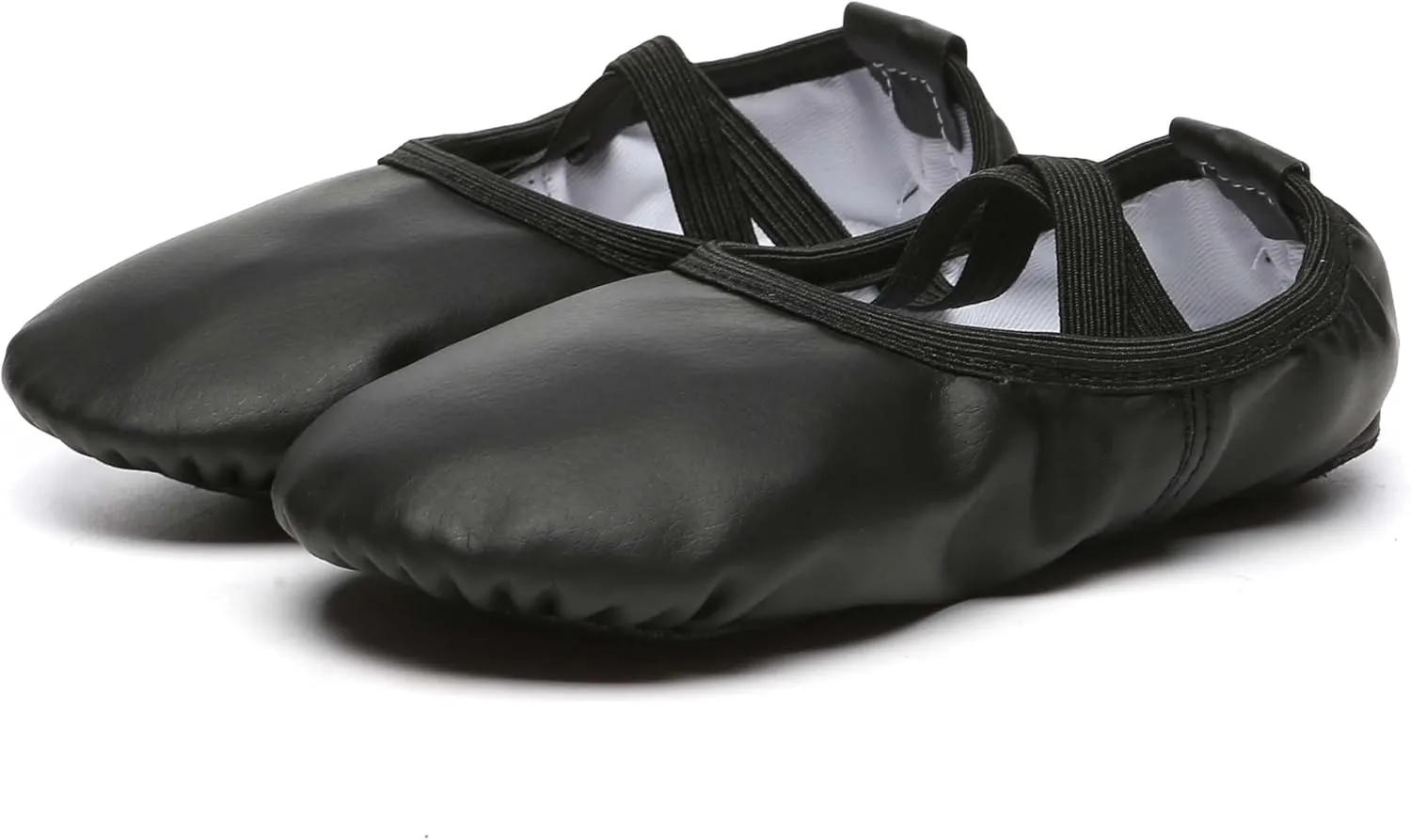 Danzcue Ballet Shoes for Girls-Soft Canvas/PU Leather Dance Slippers with Non-Slip Soles, Ideal Ballet Flats for Toddlers and Kids