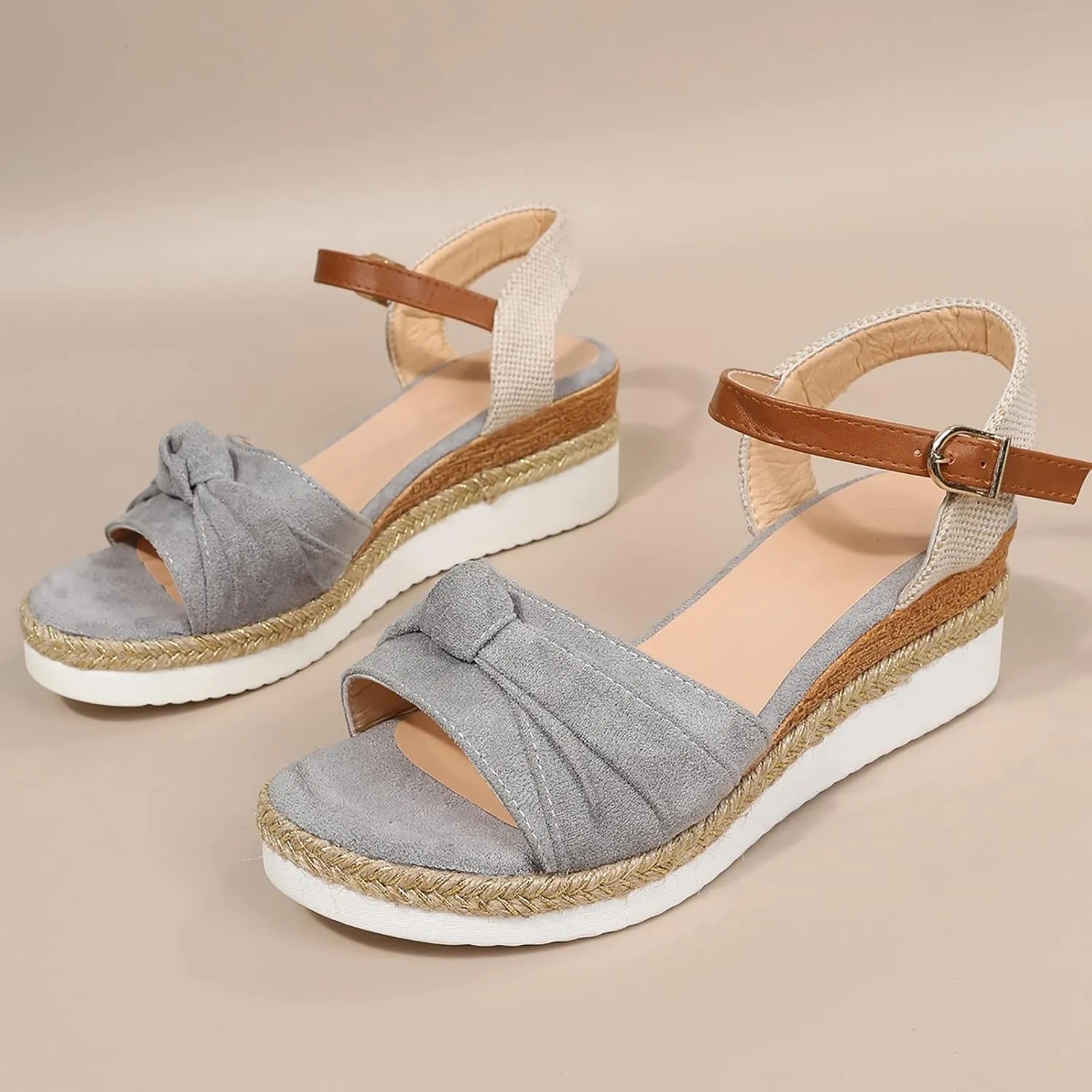 Dheva-C Orthopedic Wedge Sandals for Women Summer Dressy Open Toe Ankle Strap Platform Sandals Casual Strappy Low Wedges Slip on Sandals Zipper Beach Sandals Dress Shoes Comfortable Outdoor Shoes