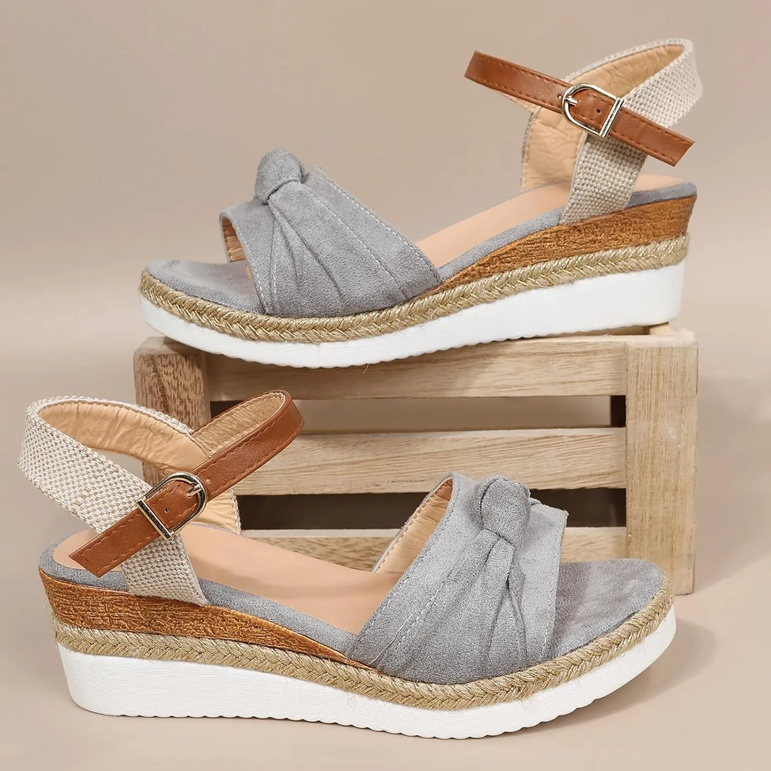 Dheva-C Orthopedic Wedge Sandals for Women Summer Dressy Open Toe Ankle Strap Platform Sandals Casual Strappy Low Wedges Slip on Sandals Zipper Beach Sandals Dress Shoes Comfortable Outdoor Shoes