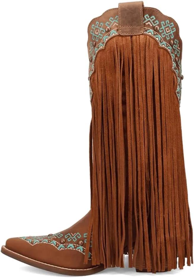 Dingo Women's Tequila Fringe Southwest Sunrise Snip Toe Western Boot