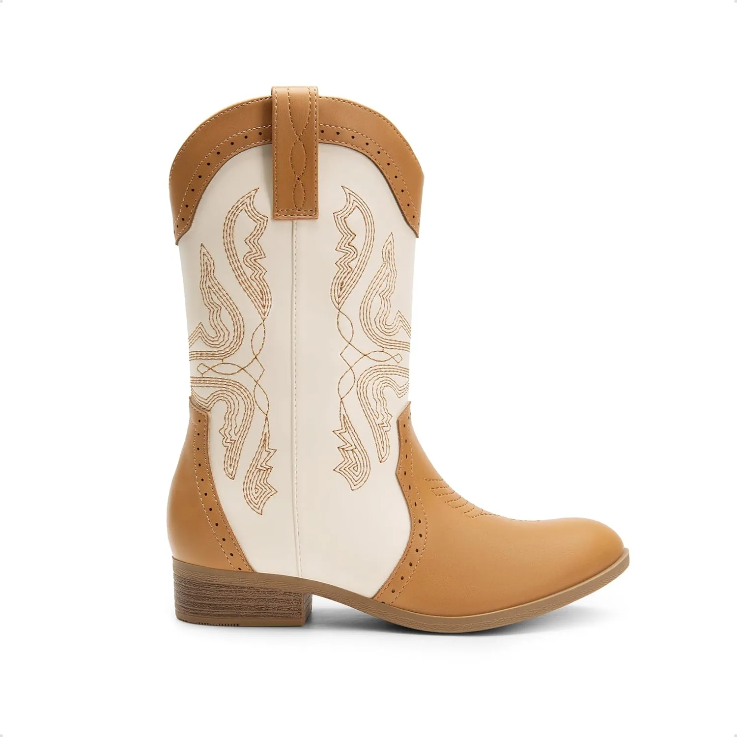 DREAM PAIRS Cowgirl Boots for Girls Boys Cowboy Boots Kids Western Embroidered Mid Calf Riding Shoes with Walking Heel Toddler/Little Kid/Big Kid