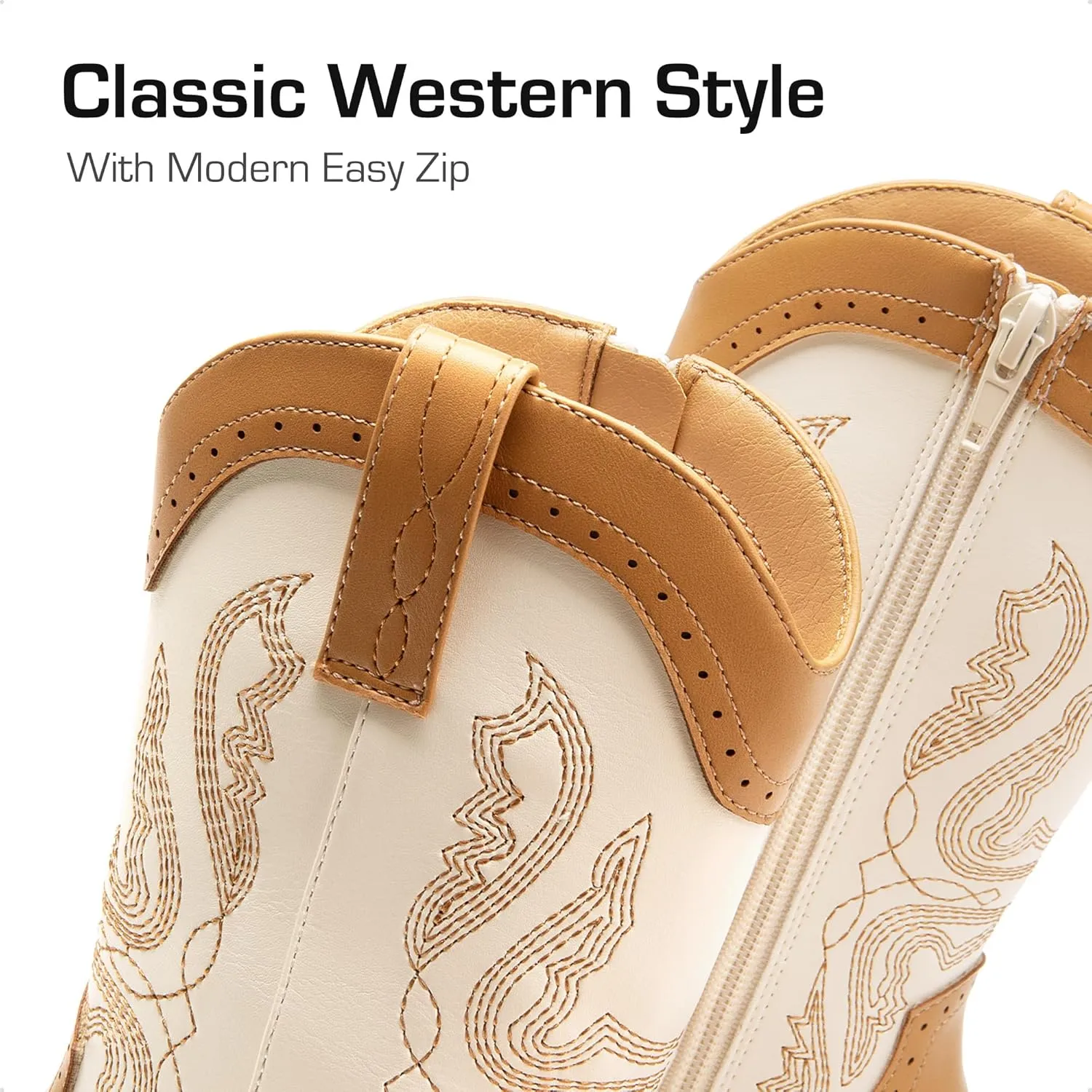 DREAM PAIRS Cowgirl Boots for Girls Boys Cowboy Boots Kids Western Embroidered Mid Calf Riding Shoes with Walking Heel Toddler/Little Kid/Big Kid