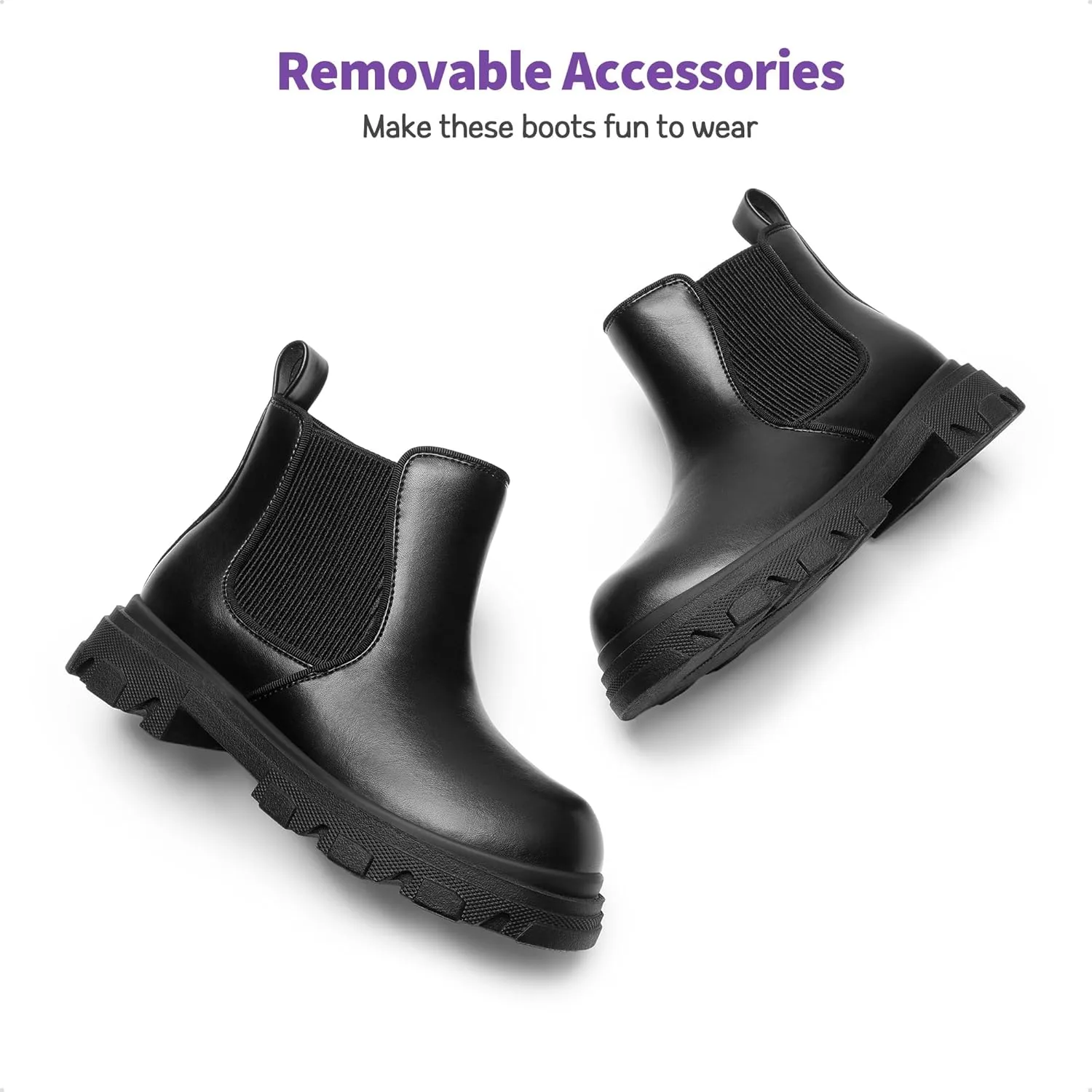 DREAM PAIRS Girls Chelsea Boots Side Zipper Lug Sole Ankle Booties Toddler/Little Kid/Big Kid