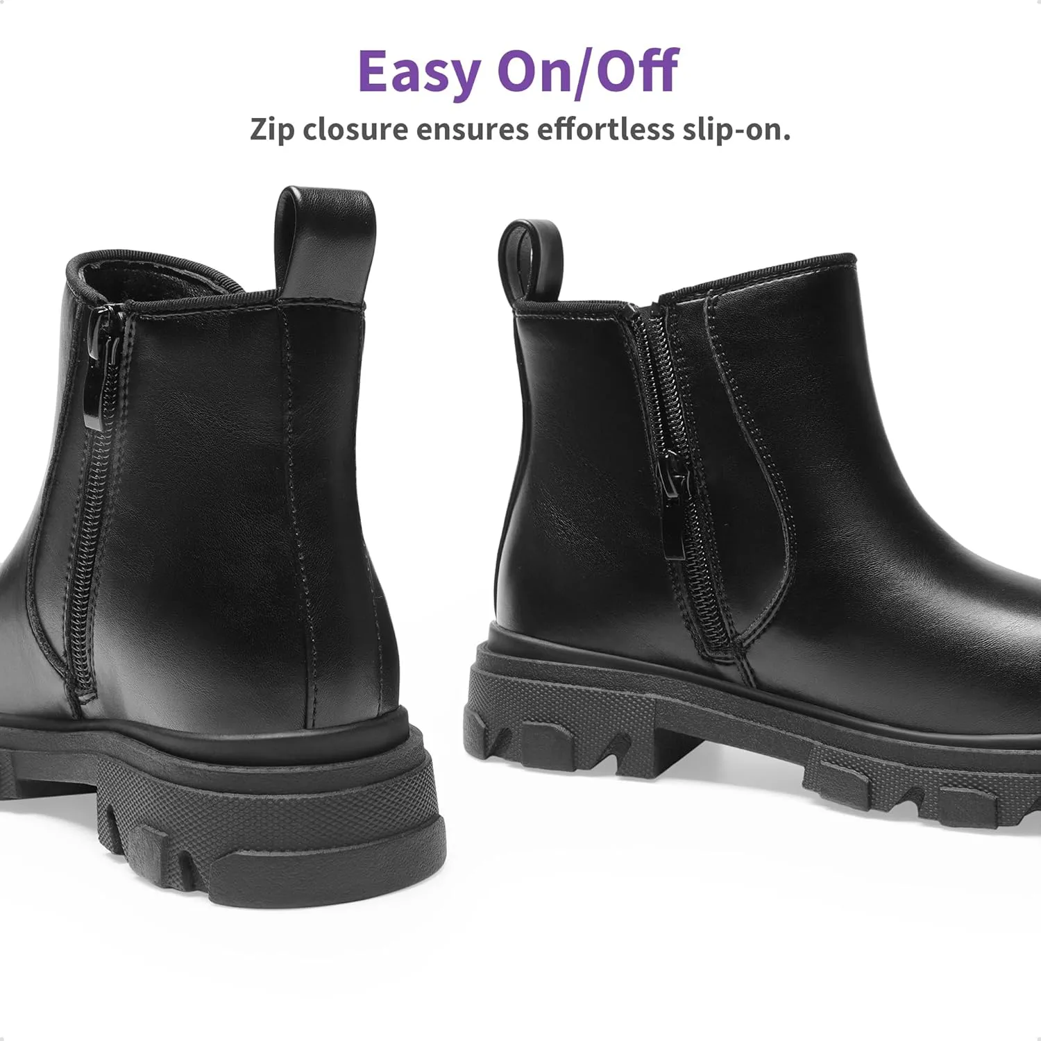 DREAM PAIRS Girls Chelsea Boots Side Zipper Lug Sole Ankle Booties Toddler/Little Kid/Big Kid