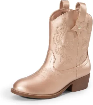 DREAM PAIRS Girls Cowboy Cowgirl Boots 2-in-1 Western Removable Cuff Fold Over Embroidered Fashion Mid Calf Shoes