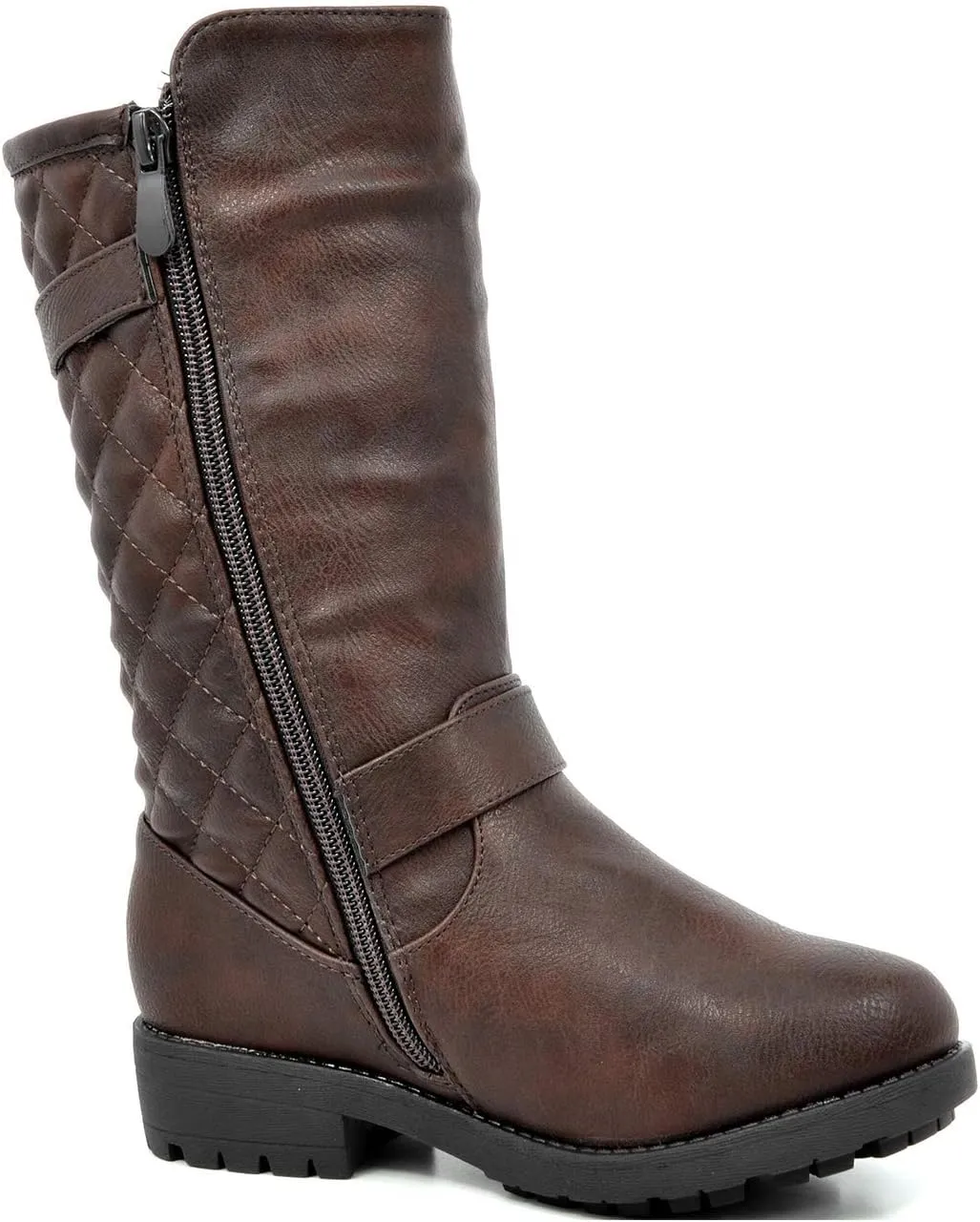 DREAM PAIRS Girls Knee High Winter Motorcycle Riding Boots
