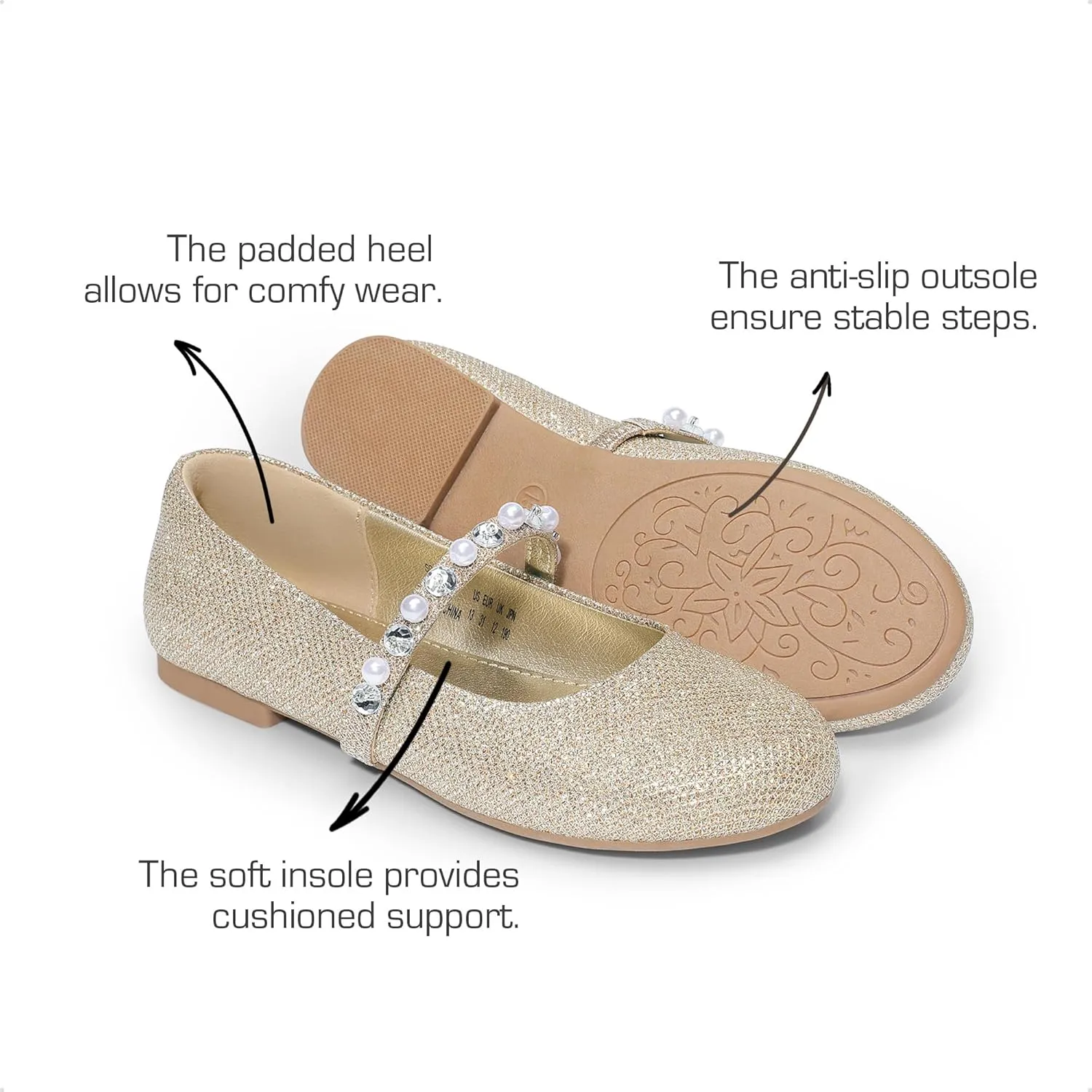 DREAM PAIRS Girls Mary Jane Dress Shoes Ballerina Flats for Wedding, Party (Toddler/Little Kid/Big Kid)