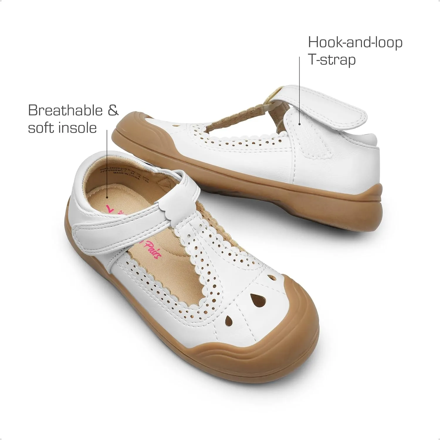 DREAM PAIRS Girls Mary Jane Dress Shoes School Uniform Toe-Protective T-Strap Ballet Flats Toddler Little Kid