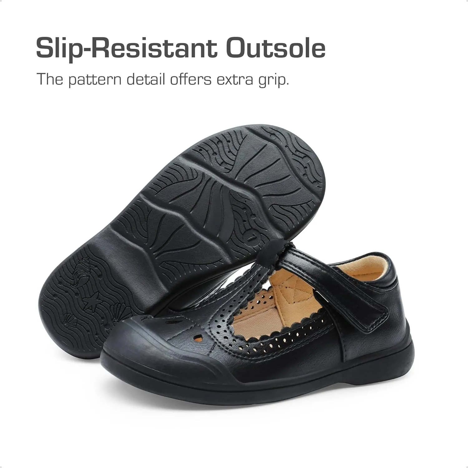 DREAM PAIRS Girls Mary Jane Dress Shoes School Uniform Toe-Protective T-Strap Ballet Flats Toddler Little Kid