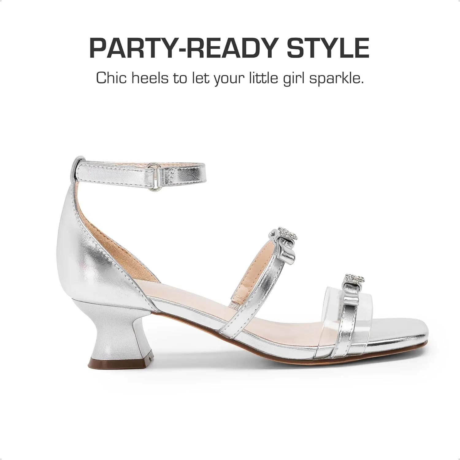 DREAM PAIRS Girls Sandals Low Heel Dress Pump Ankle Strap Two Strapped Bow Flower Wedding Party Shoes for Little Kid/Big Kid