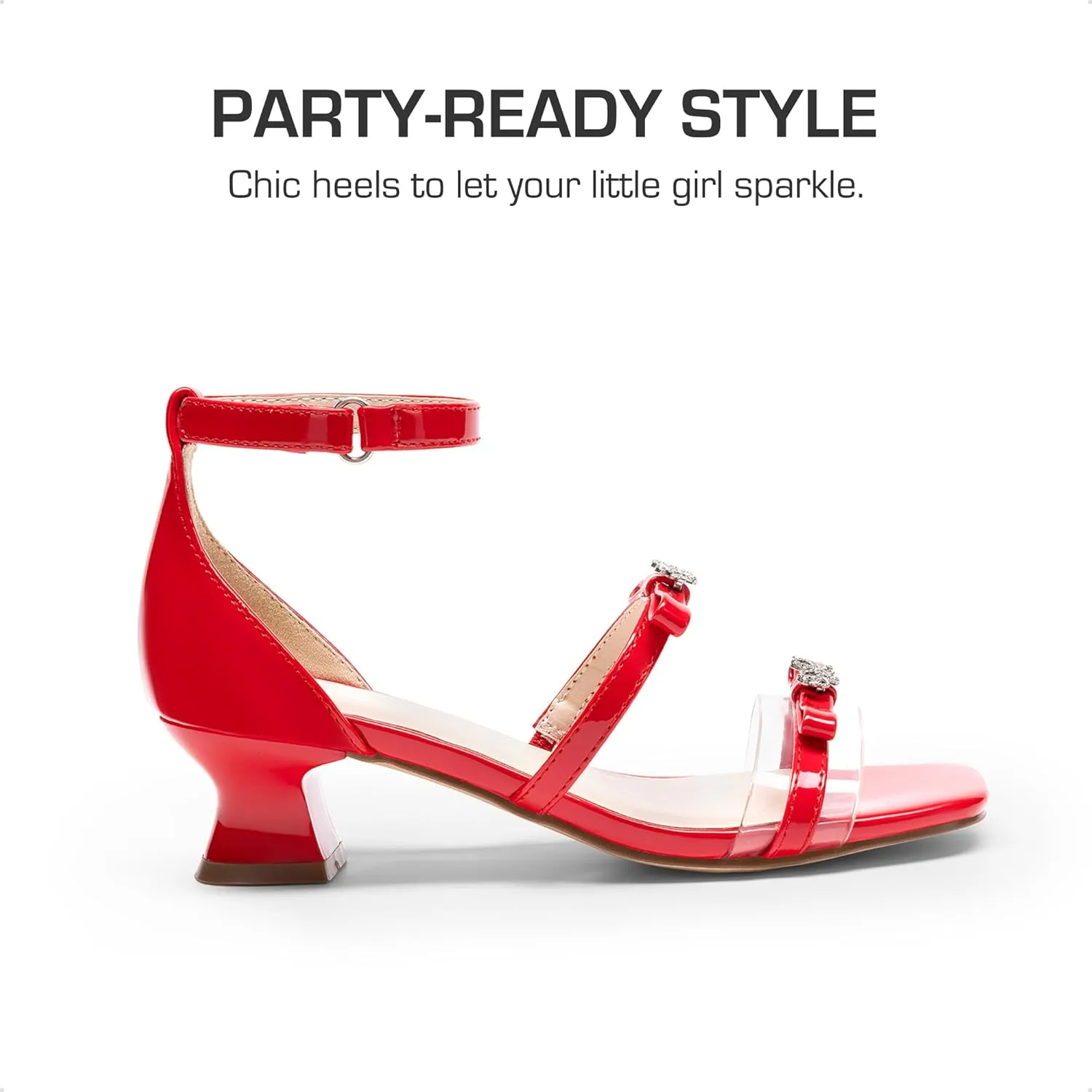 DREAM PAIRS Girls Sandals Low Heel Dress Pump Ankle Strap Two Strapped Bow Flower Wedding Party Shoes for Little Kid/Big Kid