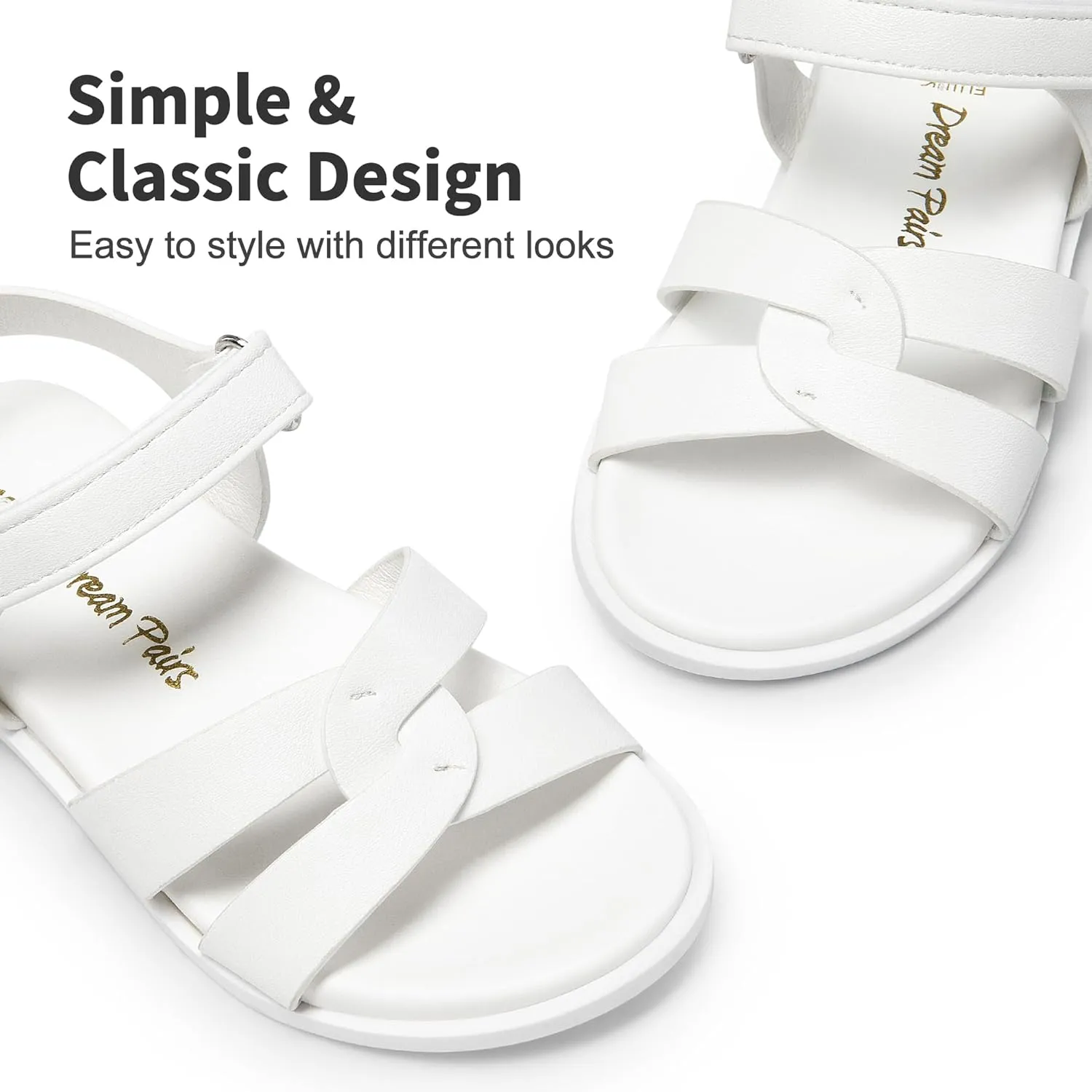DREAM PAIRS Girls Sandals Open Toe Princess Flat Sandals Strappy Summer Shoes Toddler/Little Kid