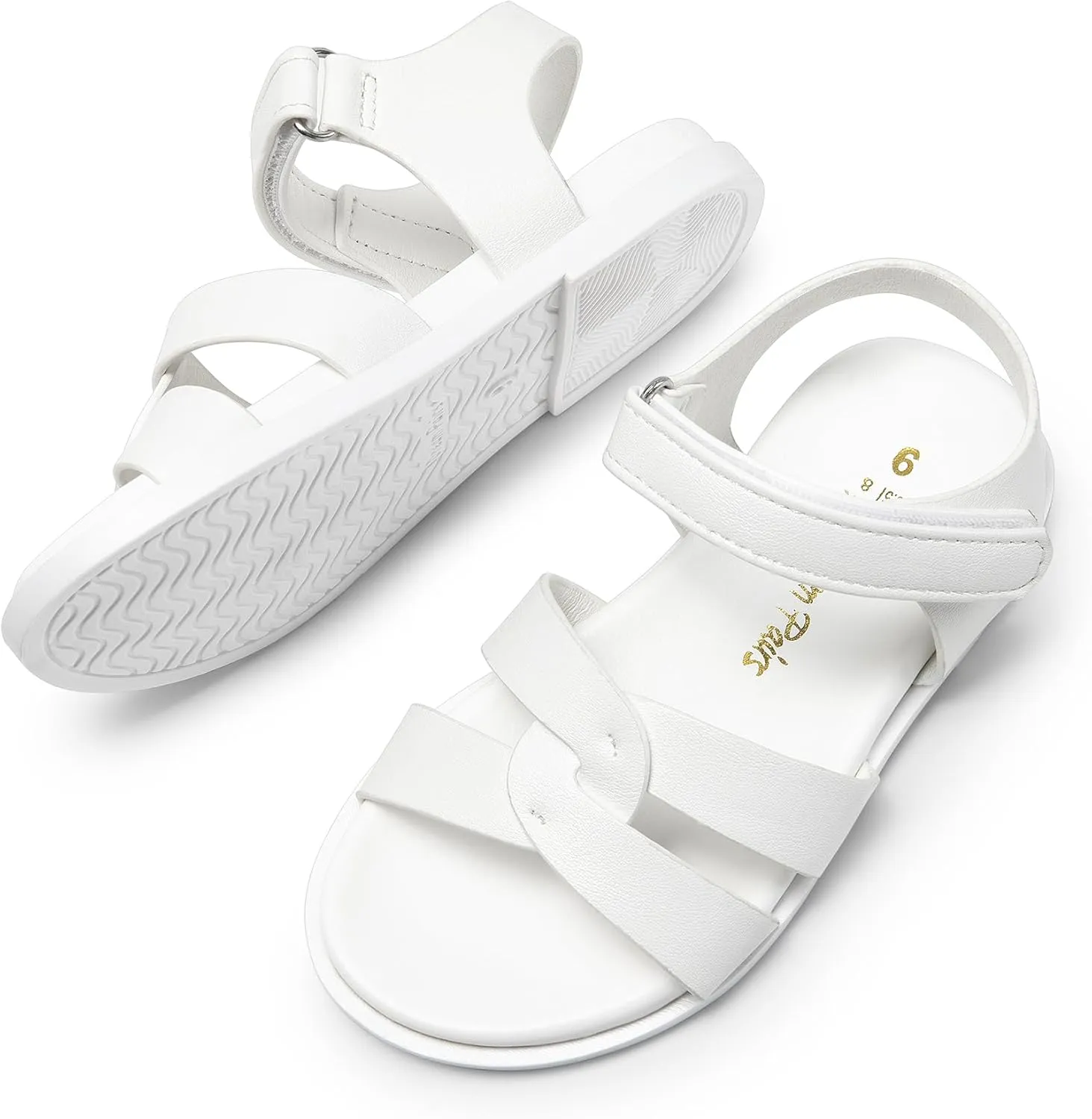 DREAM PAIRS Girls Sandals Open Toe Princess Flat Sandals Strappy Summer Shoes Toddler/Little Kid