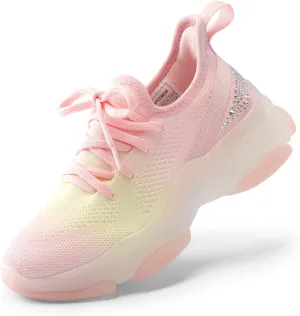 DREAM PAIRS Girls Slip-On Sneakers Kids Sparkle Pop Lightweight Jelly Sole Walking Shoes