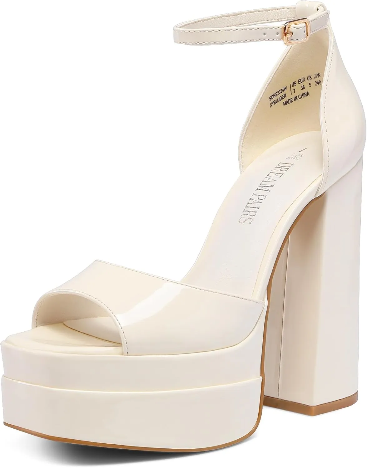 DREAM PAIRS High Heels Chunky Block Platform Heels for Women Ankle Strap Sexy Open Square Toe Heels Dressy Pumps Sandals
