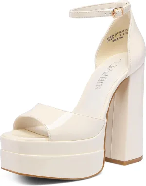 DREAM PAIRS High Heels Chunky Block Platform Heels for Women Ankle Strap Sexy Open Square Toe Heels Dressy Pumps Sandals