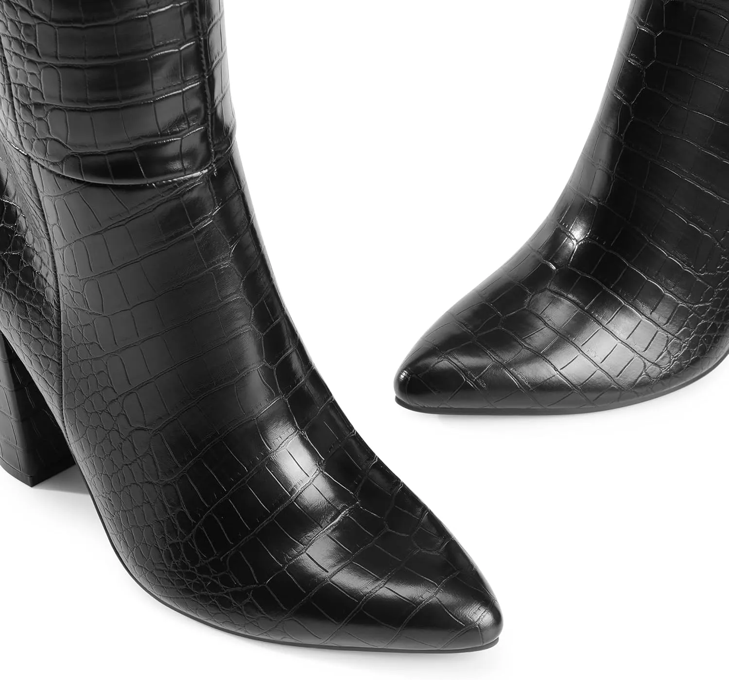 DREAM PAIRS Knee High Boots Women Chunky Heel Pointed Toe Tall Boots for Women Side Zipper Long Boots