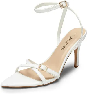 DREAM PAIRS Pointy Toe Heels for Women Stiletto Sexy Strappy Ankle Strap 3.7 inch High Heel Sandals for Party Prom