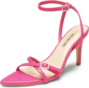 DREAM PAIRS Pointy Toe Heels for Women Stiletto Sexy Strappy Ankle Strap 3.7 inch High Heel Sandals for Party Prom