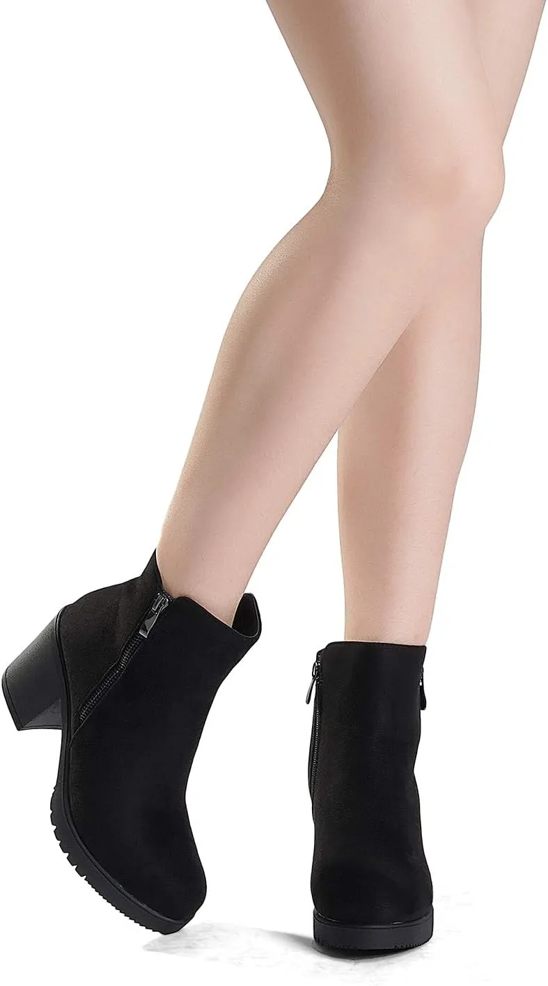 DREAM PAIRS Women's Ankle Boots Chunky Heel Platform Fall Heeled Short Booties Shoes