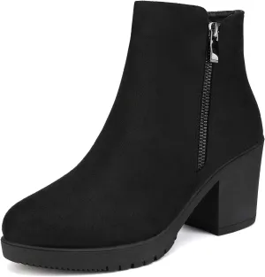 DREAM PAIRS Women's Ankle Boots Chunky Heel Platform Fall Heeled Short Booties Shoes
