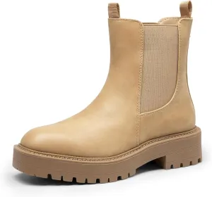 DREAM PAIRS Women's Chelsea Ankle Boots Square Toe Fashion Low Heel Lug Sole Platform Fall Booties Shoes