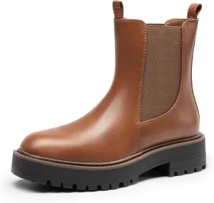 DREAM PAIRS Women's Chelsea Ankle Boots Square Toe Fashion Low Heel Lug Sole Platform Fall Booties Shoes